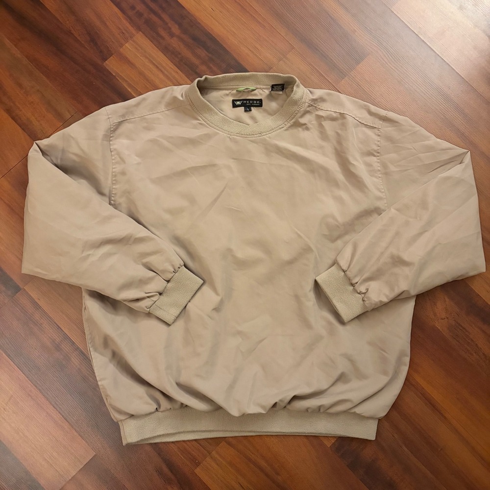 Wedge Golf & Beyond Mens Tan Lightweight Pullover Windbreaker‎ Jacket L